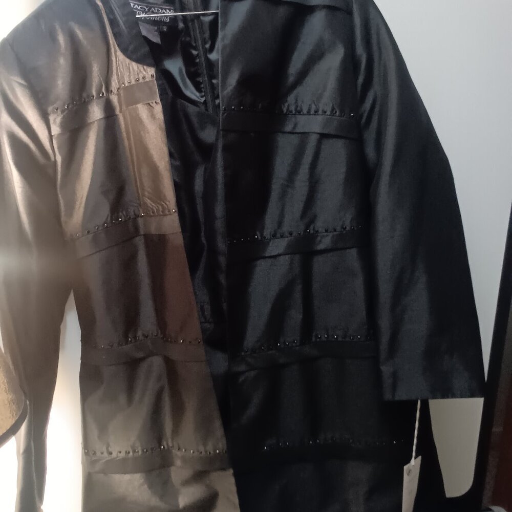 NWT STACY ADAMS WOMENS 2 Piece Coat & Dress Size 12 Black
